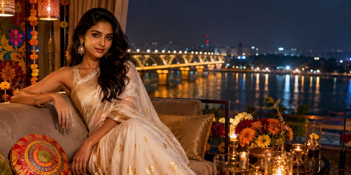 রাজশাহীতে শাড়ি পরা একজন নারী 3190 রিবেট বোনাস সম্পর্কে পড়ছেন